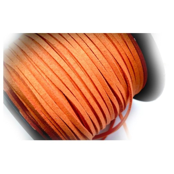 Suédine, 5 Mètres cordons 3mm couleur dark orange - Photo n°1