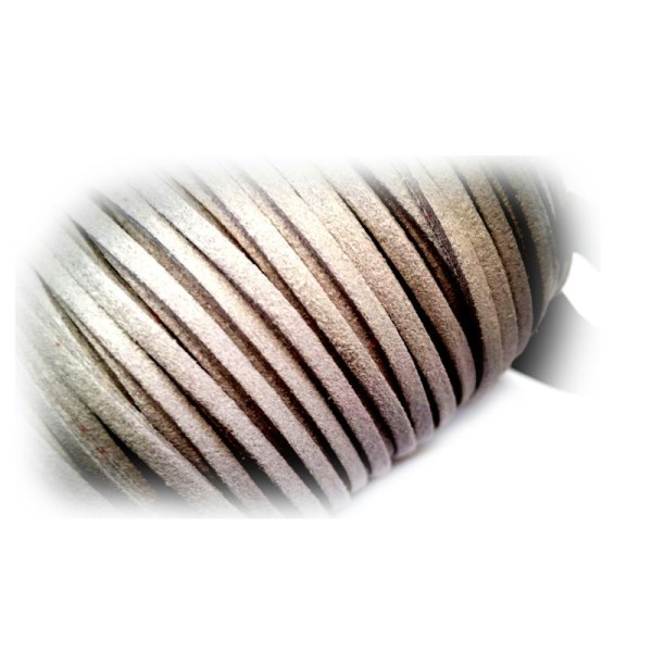 Suédine, 5 Mètres cordons 3mm couleur gris clair - Photo n°1
