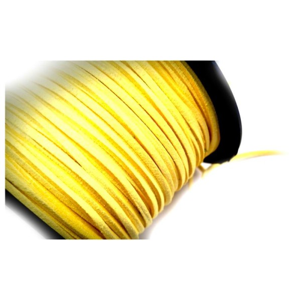 Suédine, 5 Mètres cordons 3mm couleur jaune - Photo n°1