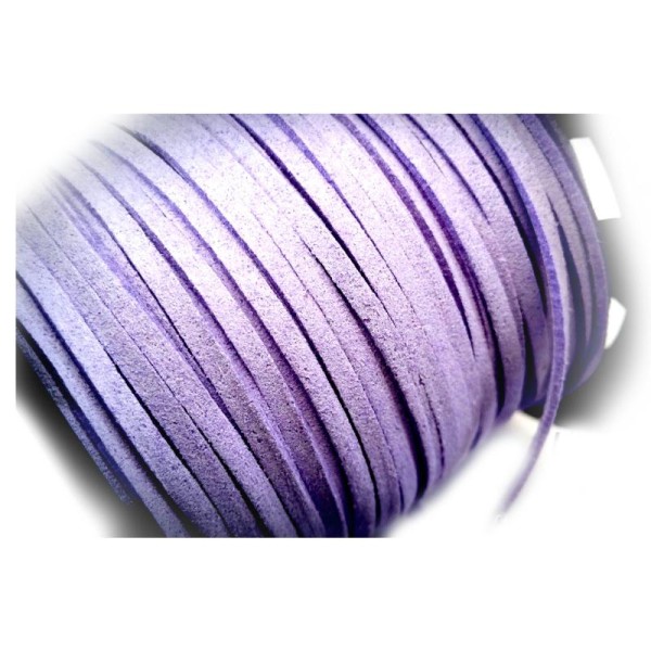 Suédine, 5 Mètres cordons 3mm couleur lilas - Photo n°1