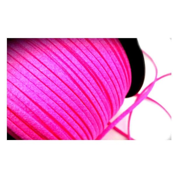 Suédine, 5 Mètres cordons 3mm couleur rose fluo - Photo n°1