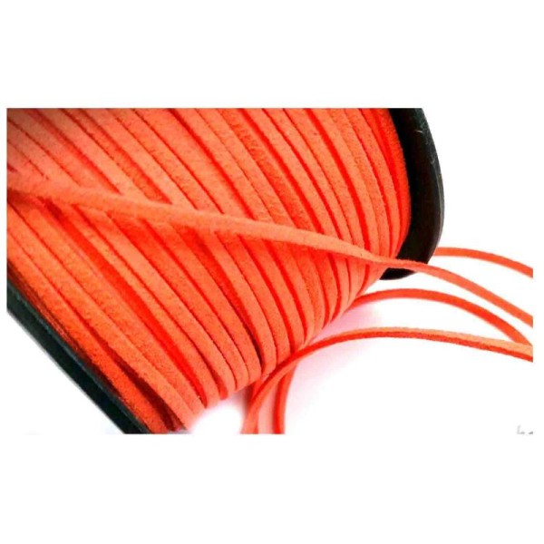 Suédine, 5 Mètres cordons 3mm couleur orange sanguine - Photo n°1