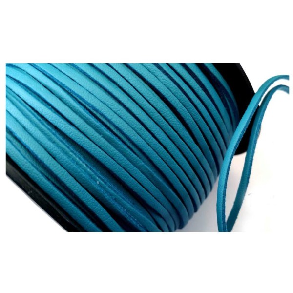 Suédine effet cuir, 5 Mètres cordons 3mm, 3mm couleur bleu acier - Photo n°1