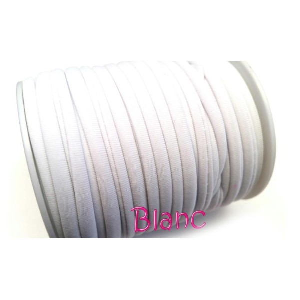 Ruban extensible, Habotai foulard  1 M Cordons nylon 5x3 mm blanc - Photo n°1