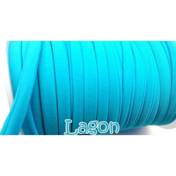 Ruban extensible, Habotai foulard  1 M Cordons nylon 5x3 mm bleu lagon - Photo n°1