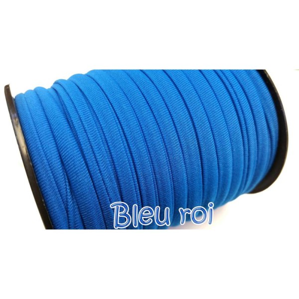 Ruban extensible, Habotai foulard  1 M Cordons nylon 5x3 mm bleu roi - Photo n°1