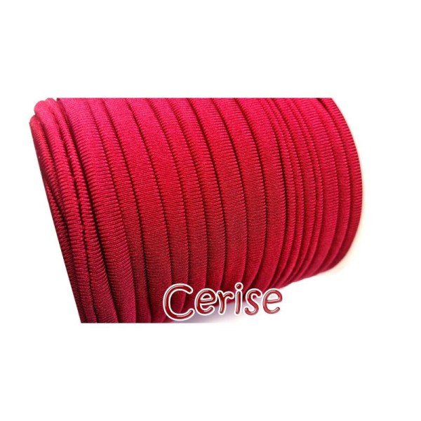 Ruban extensible, Habotai foulard  1 M Cordons nylon 5x3 mm cerise - Photo n°1
