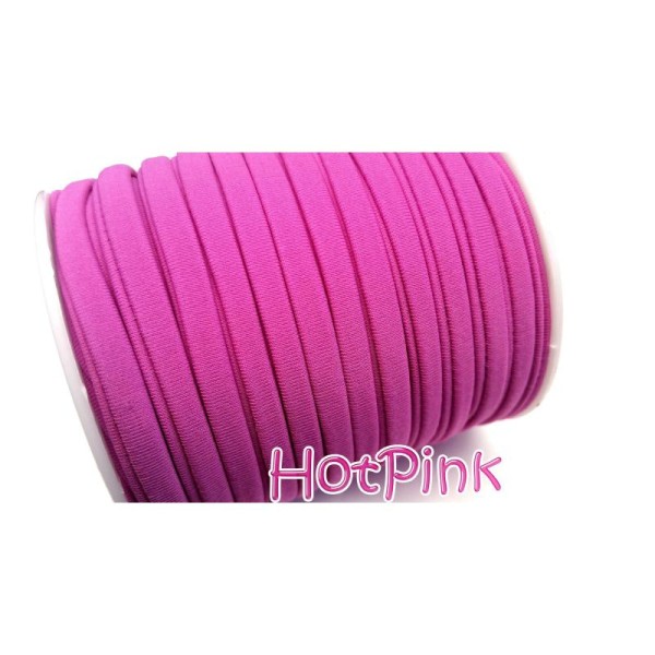 Ruban extensible, Habotai foulard  1 M Cordons nylon 5x3 mm hot pink - Photo n°1