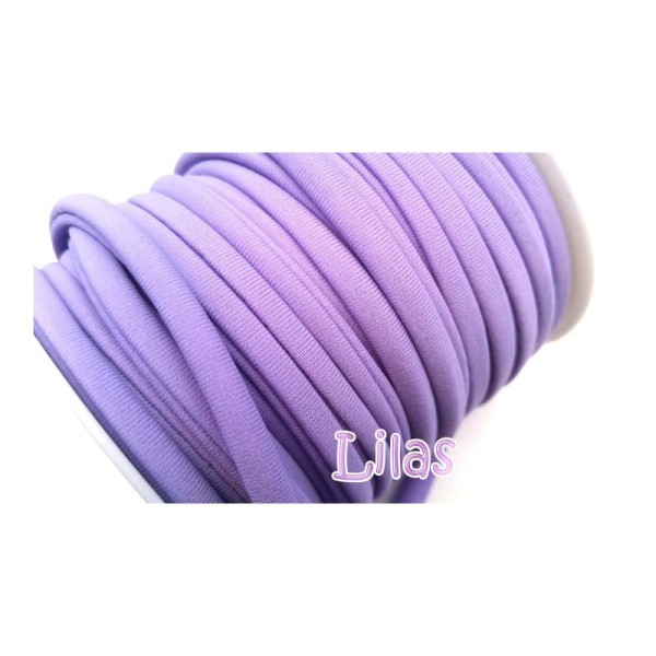 Ruban extensible, Habotai foulard  1 M Cordons nylon 5x3 mm lilas - Photo n°1