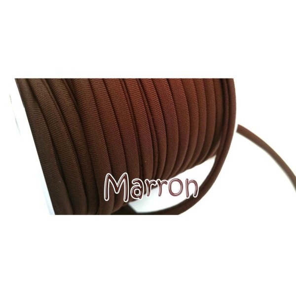 Ruban extensible, Habotai foulard  1 M Cordons nylon 5x3 mm marron - Photo n°1