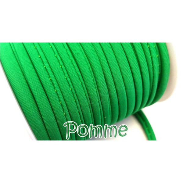 Ruban extensible, Habotai foulard  1 M Cordons nylon 5x3 mm vert pomme - Photo n°1