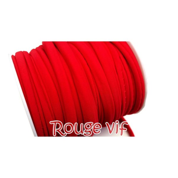 Ruban extensible, Habotai foulard  1 M Cordons nylon 5x3 mm rouge - Photo n°1