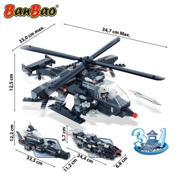Hélicoptère De Combat 3 En 1 Banbao 8488 - Photo n°4