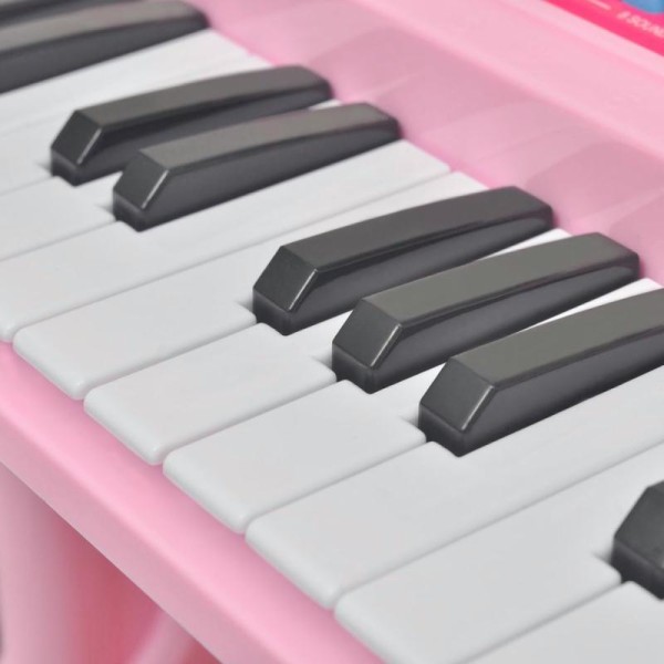 Piano Avec 37 Touches Et Tabouret/microphone Jouet Pour Enfants Rose - Photo n°2