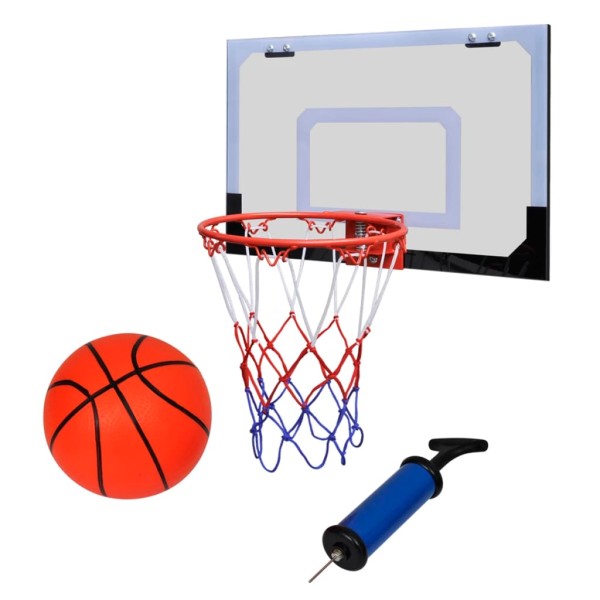 Mecotech Panier de Basket Plastique Suspendu avec Ballon et Pompe Convient à L`intérieur ou L`extérieur pour Enfants Jeux de Balle 