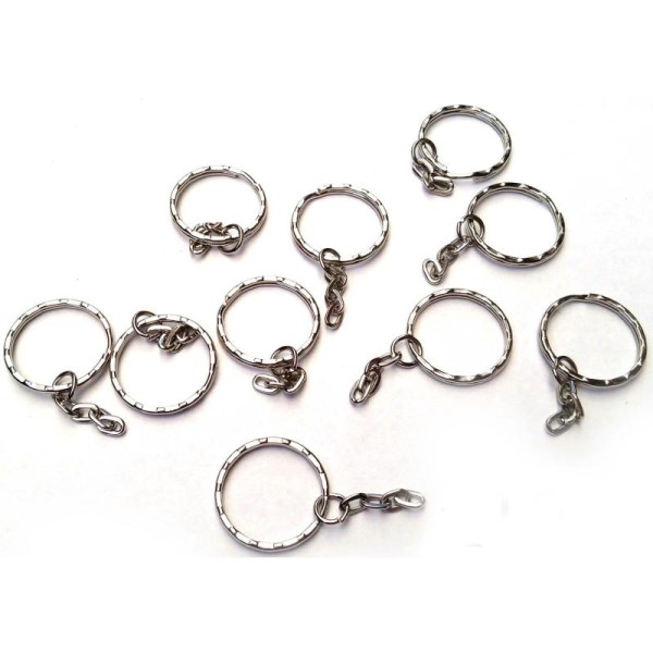 Lot de 10 anneaux portes clés métal argenté 21mm - Photo n°1