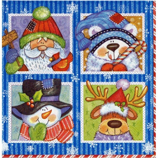 4 Serviettes en papier Vignettes de Noël Format Lunch - Photo n°1