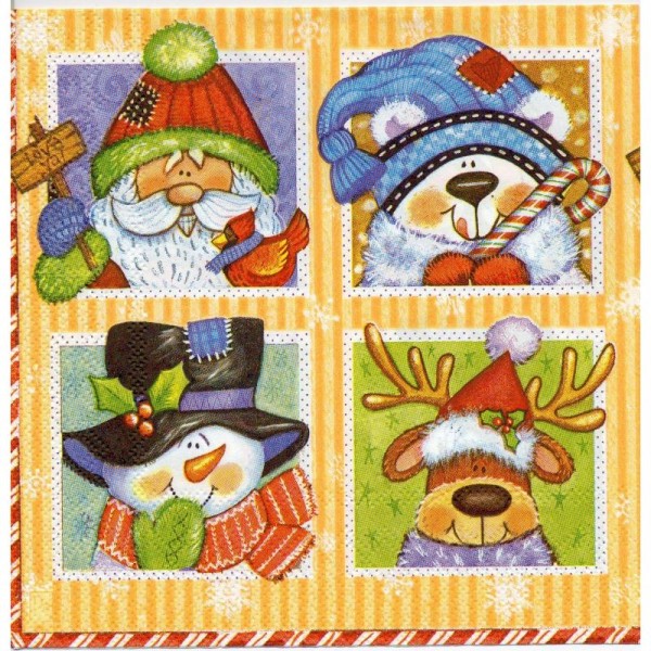 4 Serviettes en papier Vignettes de Noël Format Lunch - Photo n°1