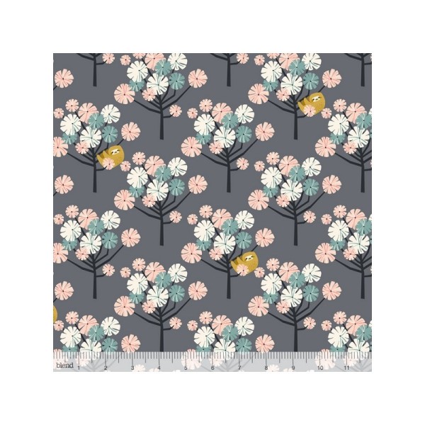 1 coupon Coton imprimé cerisiers Japonais rose et menthe by Blend Fabrics .x1m - Photo n°1