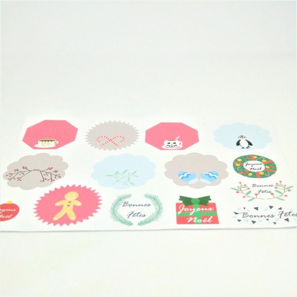 Planche de 14 stickers étiquettes cadeaux modèle A - Photo n°1
