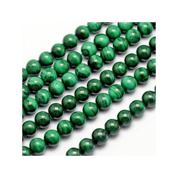 10x Perles Rondes 8mm Malachite Verte - Photo n°1