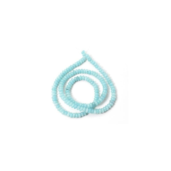 10x Perles Rondelles 4x2mm Jade Teintée BLEU AQUA - Photo n°1