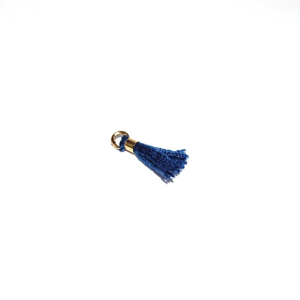 Mini pompon bleu marine 10 mm - anneau doré - Photo n°1