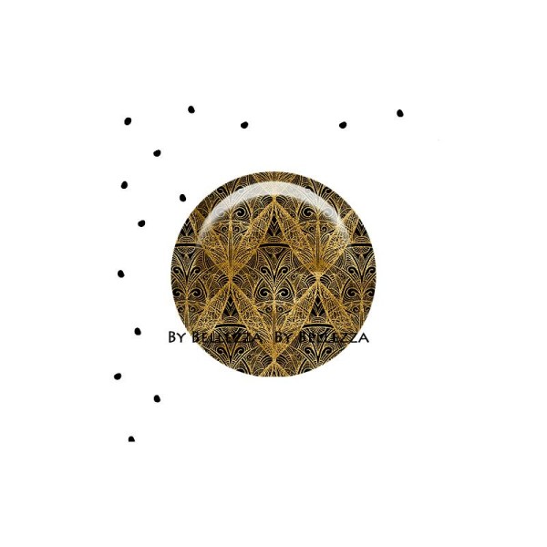Cabochons en verre 25mm à coller chic,gold,noir,geometrique,or - Photo n°1