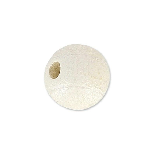 Perle en bois ronde 6 mm traité blanc  x10 - Photo n°1