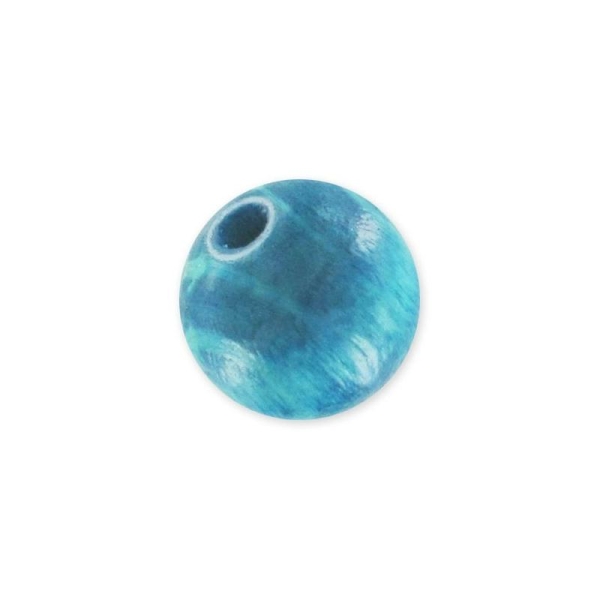 Perle en bois ronde 6 mm traité bleu canard x10 - Photo n°1