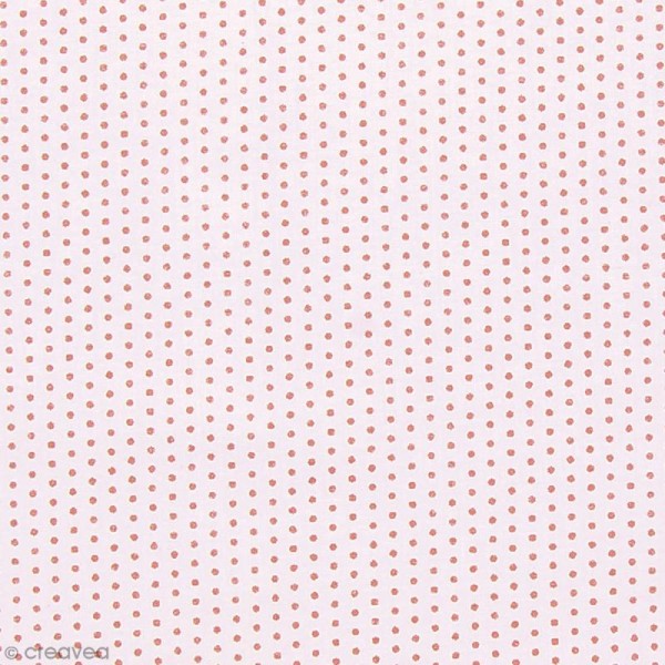 Tissu Frou Frou - Pois cuivrés - Fond rose - A la coupe par 10 cm (sur mesure) - Photo n°1