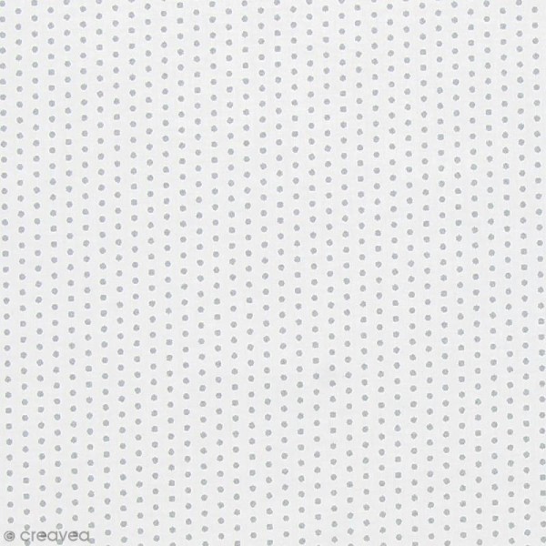 Tissu Frou Frou - Pois argentés - Fond blanc  - A la coupe par 10 cm (sur mesure) - Photo n°1