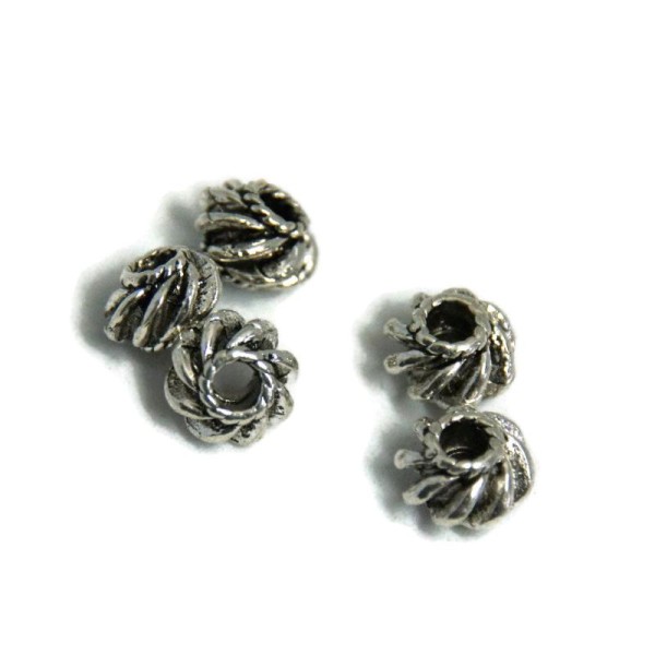 5 Perles tournées en métal argenté 7,5x5mm - Photo n°1