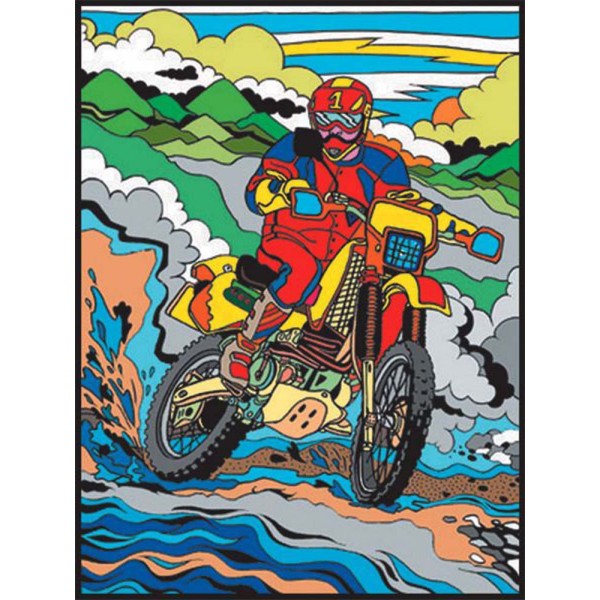 Motocross - crayons inclus - 28 x 37 - à colorier Colorvelvet - Photo n°1