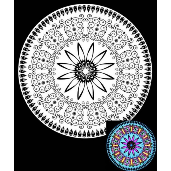 Mandala Tranquilité - 12 feutres inclus - 32 x 32 cm - à colorier  Colorvelvet - Dessin et coloriage adulte - Creavea