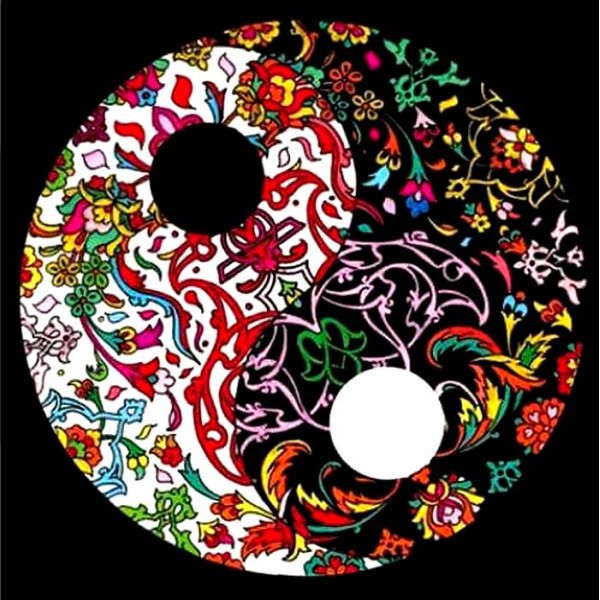 Mandala Yin Yang - 12 feutres inclus - 32 x 32 cm - à colorier Colorvelvet - Photo n°1