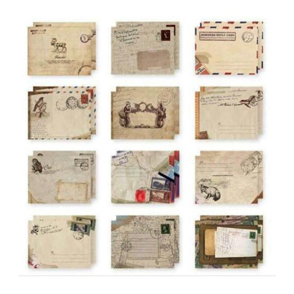 Lot De 12 Mini Enveloppes Vintage Style European Vintage Scrapbooking 95 X  72 mm - Carterie créative - Creavea