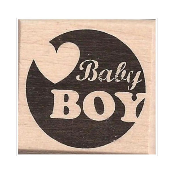 Tampon En Bois Baby Boy Format Rond 25mm Coeur Sissi Scrapbooking - Photo n°2