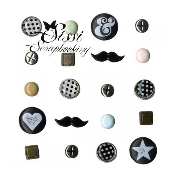 Attaches Parisiennes Fantaisies Vintage - Shabby Coeur Moustache 20 Pcs X 20 Artemio - Photo n°1