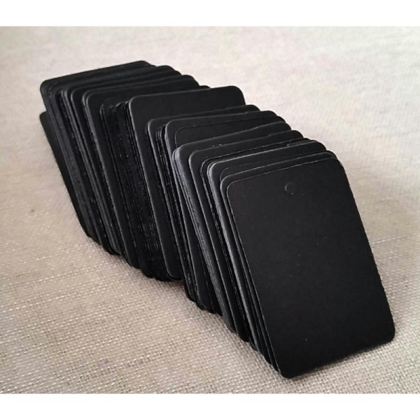 Lot 25Etiquette Tags Kraft Black Noir + Ficelle Scrap Scrapbooking Scrap Cadeau Mariage 5 X 3,5 cm - Photo n°1