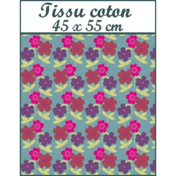 Coupon Tissu Coton Fleurs Scrapbooking Couture Customisation Decoration 45X55 cm - Photo n°1