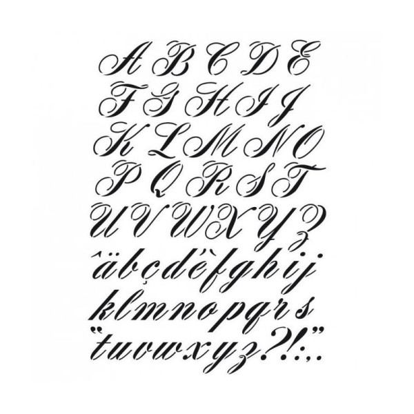 Pochoir Lettres Majuscules Et Minuscules Style Manuscrit Signes Ponctuation A3 Alphabet - Photo n°1