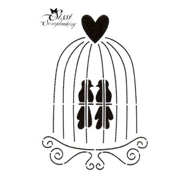 Pochoir Animal : Cage A Oiseaux A4 - Deco Home Maison - Photo n°1