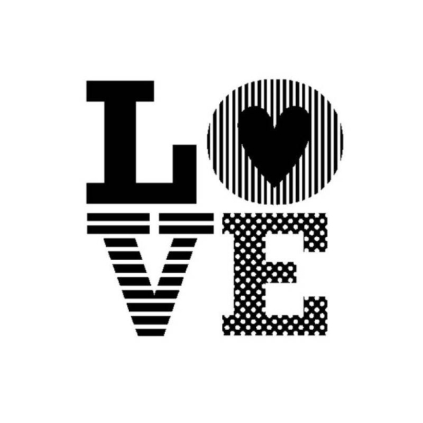 Kit Tampon Clear Et Bloc Acrylique - Love - Amour Coeur Mariage 4,5 X 4,5 cm - Photo n°1