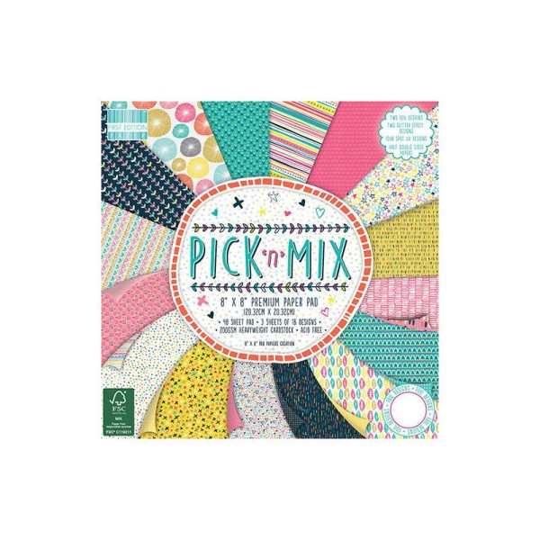 Lot 16 Feuille Papier Cardstock Pick N Mix Tons Acidules Multicolore 20X20cm 2016 - Photo n°1