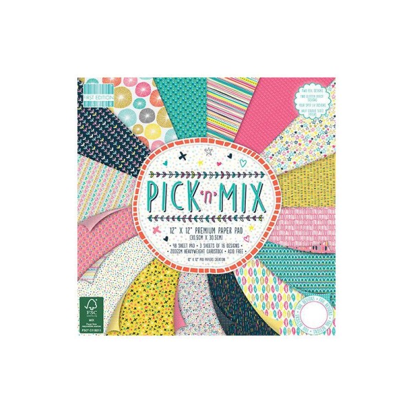 Lot 16 Feuille Papier Cardstock Pick N Mix Tons Acidules Multicolore 30X30cm 2016 - Photo n°1