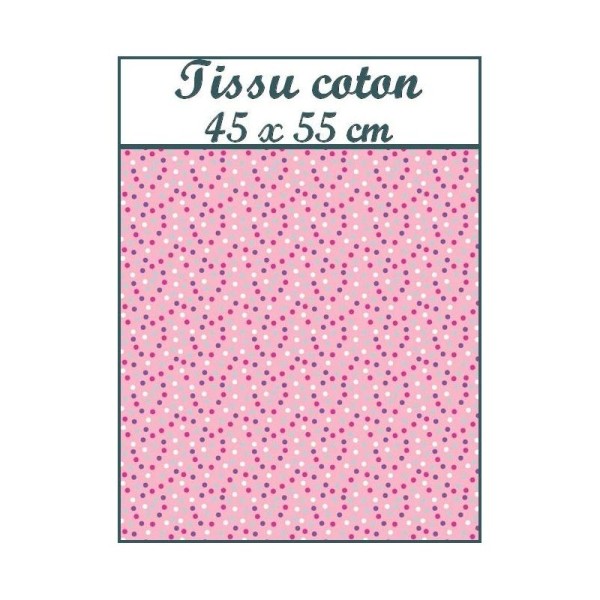 Coupon Tissu Coton A Pois Fond Rose Scrapbooking Couture Customisation Decoration 45X55 cm - Photo n°1