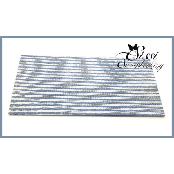 Coupon Tissu Coton Rayures Bleu Blanc Scrapbooking Couture Customisation Decoration 49X49 cm - Photo n°1