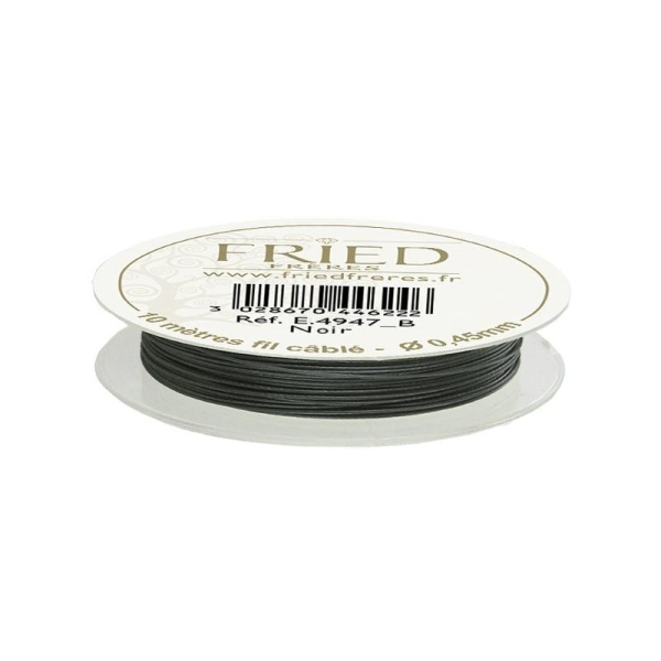 Bobine de fil câblé couleur Noir - 10 mètres - diam. 0,45 mm - Photo n°1