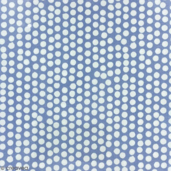 Tissu Fryett's Toile cirée - Pois blancs - Fond bleu de Chine - Par 10 cm (sur mesure) - Photo n°1